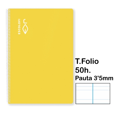 LIBRETA T.FOLIO PAUTA 3'5MM 50H.AMARILL
