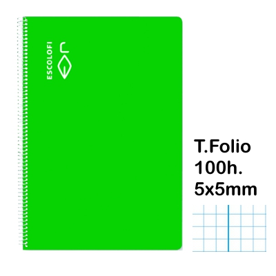 LIBRETA T.FOLIO 5X5MM C/M 100H VERDE