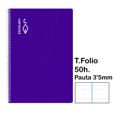 LIBRETA T.FOLIO PAUTA 3'5MM 50H. LILA