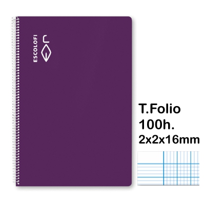 LIBRETA T.FOLIO 2X2X16MM 100H. LILA