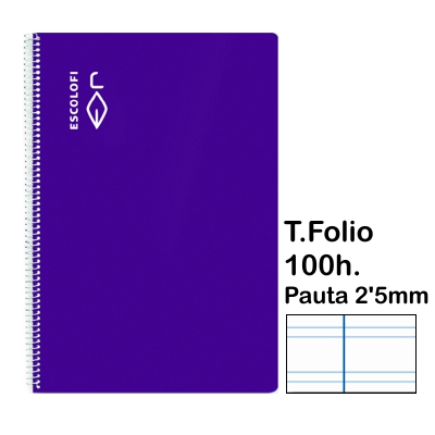 LIBRETA T.FOLIO PAUTA 2'5MM 100H. LILA