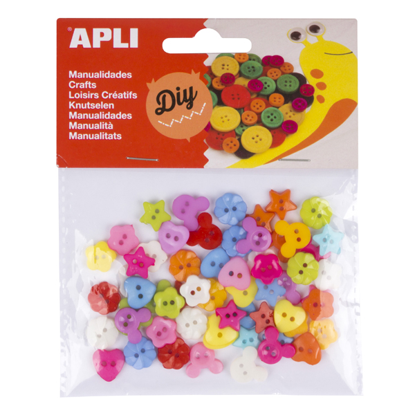 PAQ 60 BOTONES 12MM PLASTICO FORMAS APL