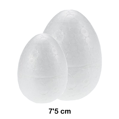 PAQ. 6 HUEVOS POREXPAN BLANCO 7,5CM