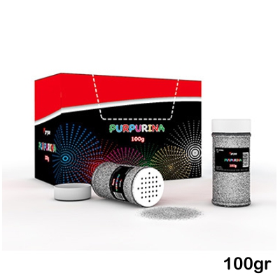 BOTE 100GR. PURPURINA PLATA TIPO SALERO