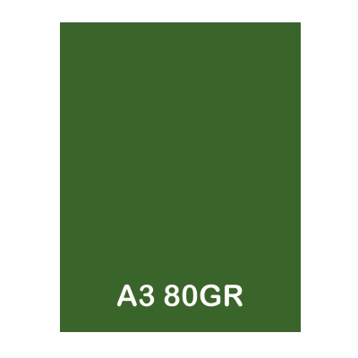 PAQUETE 250H PAPEL A3 80GR VERDE FUERTE