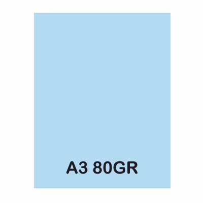 PAQUETE 250H PAPEL A3 80GR AZUL CIELO