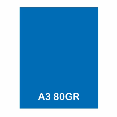 PAQUETE 250H PAPEL A3 80GR AZUL VIVO