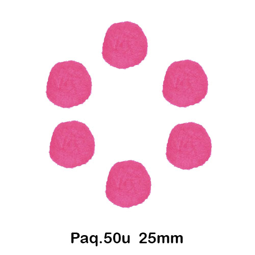 PAQUETE 50 POMPONES 25MM ROSA