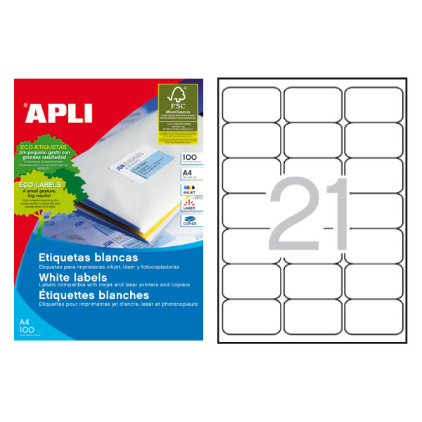 CAJA 100H. A4 ETIQUETAS ROMAS 63.5X38.1
