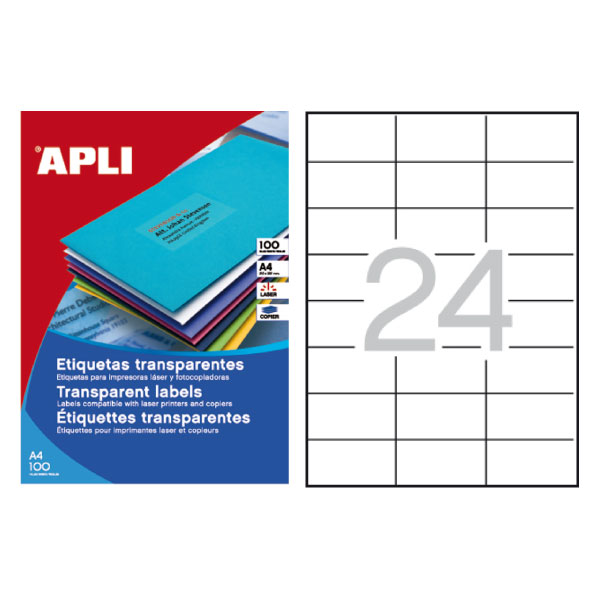 PACK 20H. ETIQUETAS TRANS. 70X37MM.