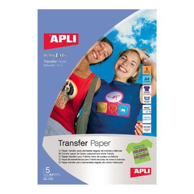 PACK 5H. PAPEL TRANSFER CAMISETA COLOR