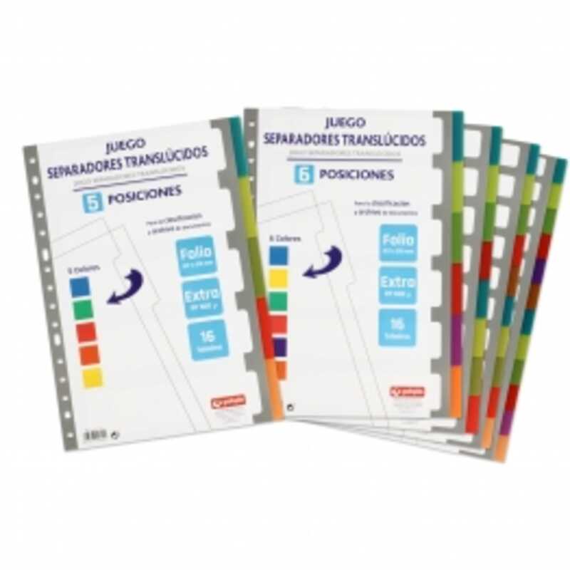 JUEGO 12 SEPARADORES FOLIO PLASTICO 500