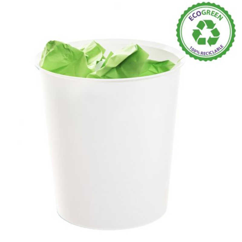 PAPELERA PLASTICO 16L BLANCO PASTEL