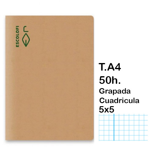 libreta grap reciclada a4 50h 80gr 5x5mm
