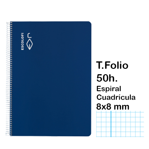 libreta t.folio 8x8mm c/m 50h. azul