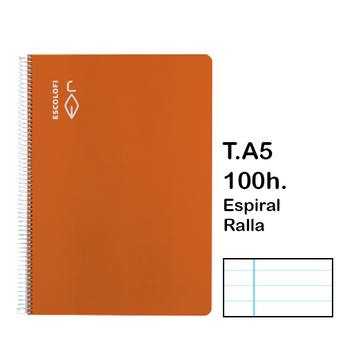 libreta t.a5 100h ralla horizontal naran
