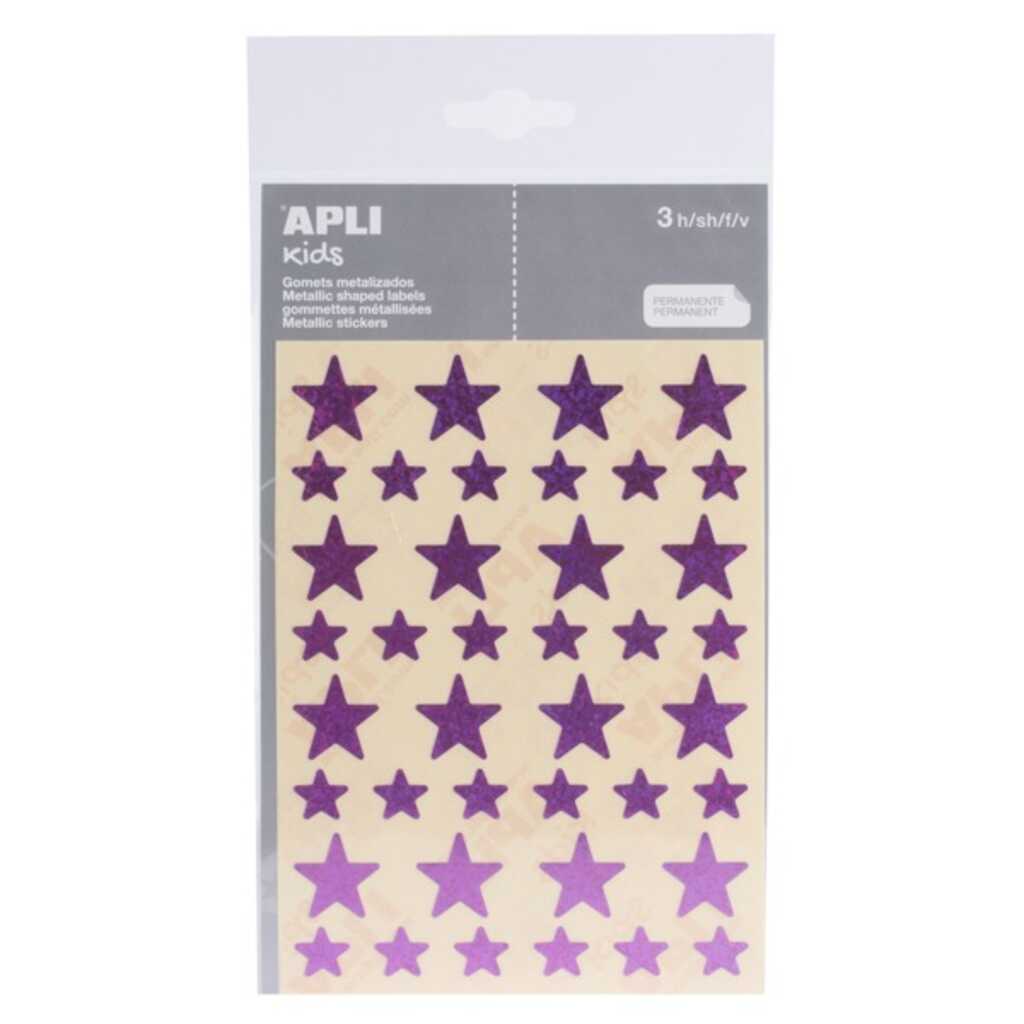 sobre 3 hojas estrella holografica lila