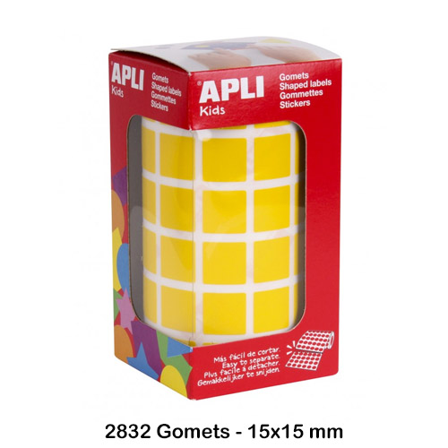 gomets cuadrado 15 x 15 mm amarillo