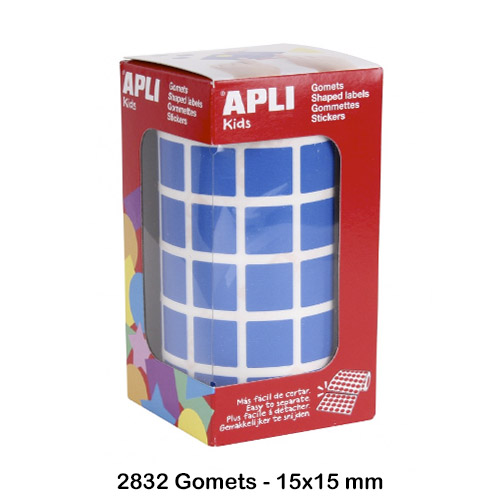 gomets cuadrado 15 x 15 mm azul