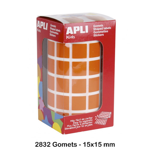 gomets cuadrado 15 x 15 mm naranja