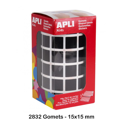 gomets cuadrado 15 x 15 mm negro