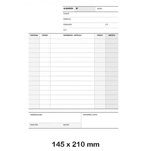 talonario albaranes 1/4 natural 100 hoja
