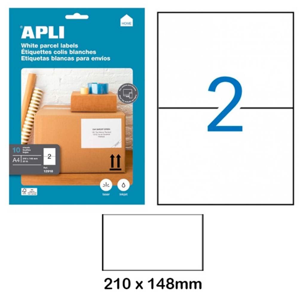 paq. 10h. etiquetas 210 x148 blanco apli