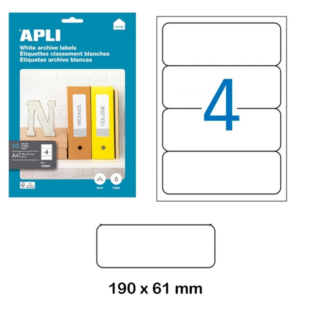 paq. 10f etiquetes 190.06x61.00 blanques