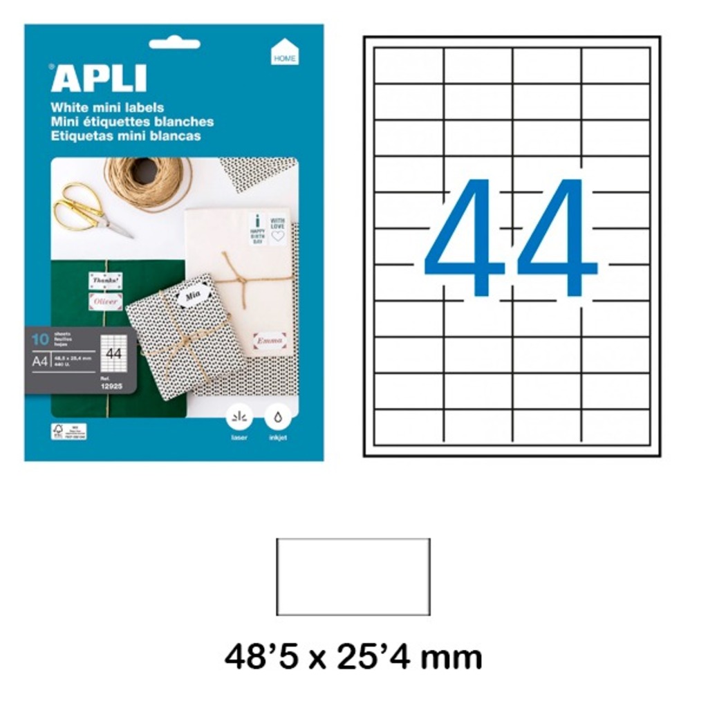 paq. 10f etiquetes 48'5x25'4 blanc apli