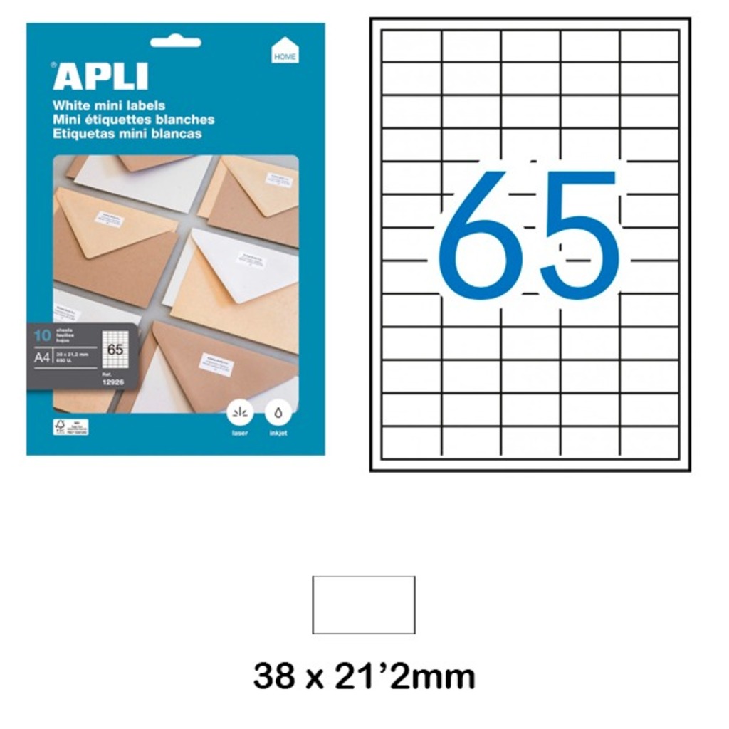 paq. 10f etiquetes 38x21'1mm blanca apli