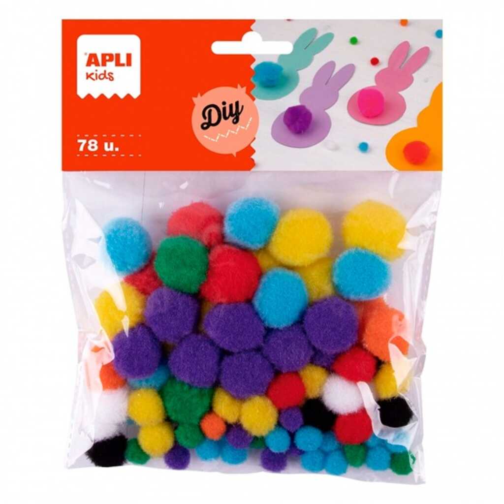 paq.78 pompones dif. medidas y colores