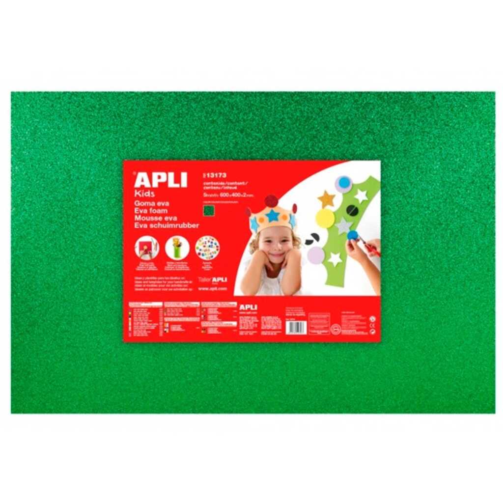 goma eva 60x40cm 2mm verd purpurina