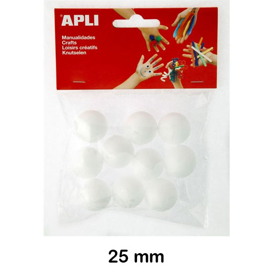 bola 10 bolas porex 25mm blancas apli