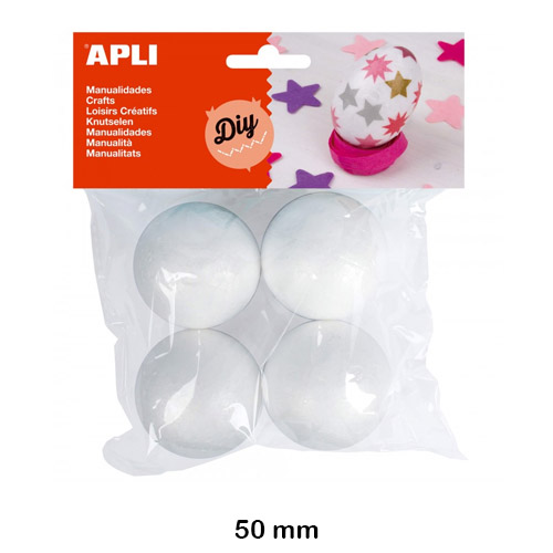pack 4 bolas porexpan 50mm blancas apli
