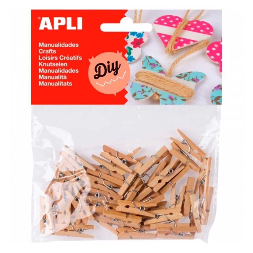 paq. 45 mini pinzas 25mm madera natural