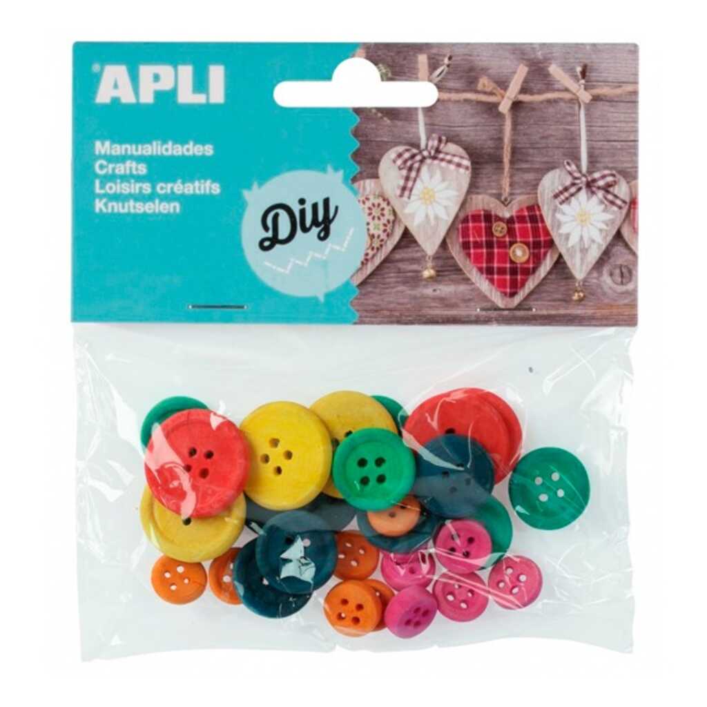 paquete 25 botones madera colores varios