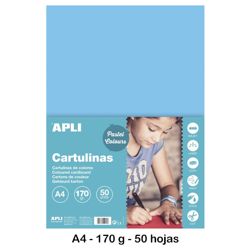 cartolina a4 170 gr paq 50 fulls blau