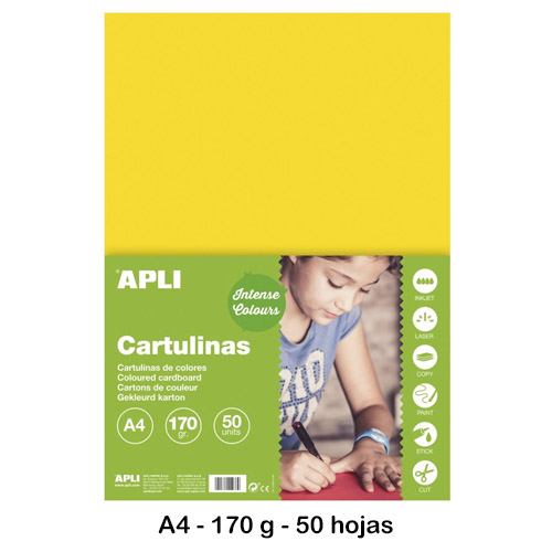 cartolina a4 170 gr paq 50 fulls groc