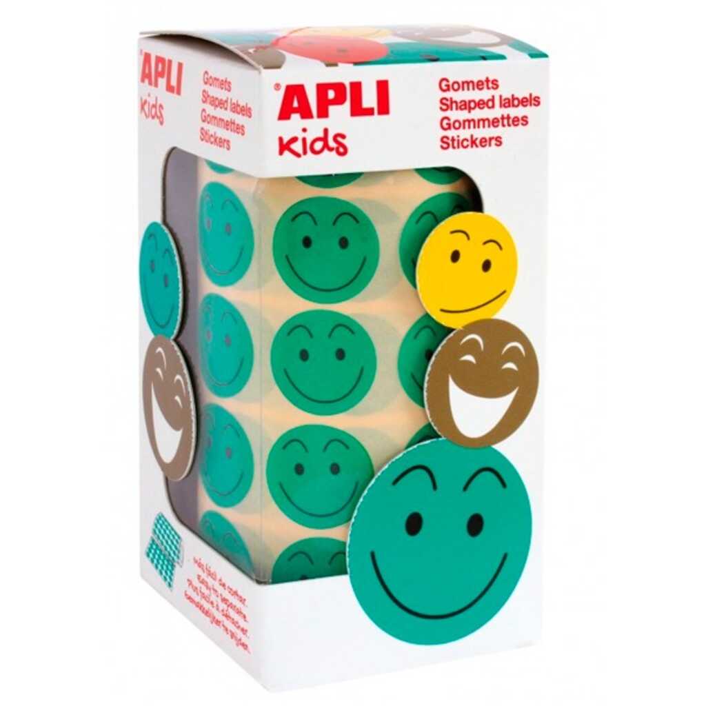 rollo 900 gomets cara feliz color verde