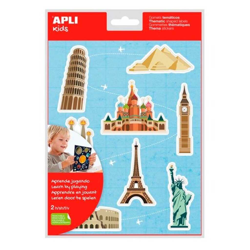 sobre 2 hojas gomets monumentos de mundo