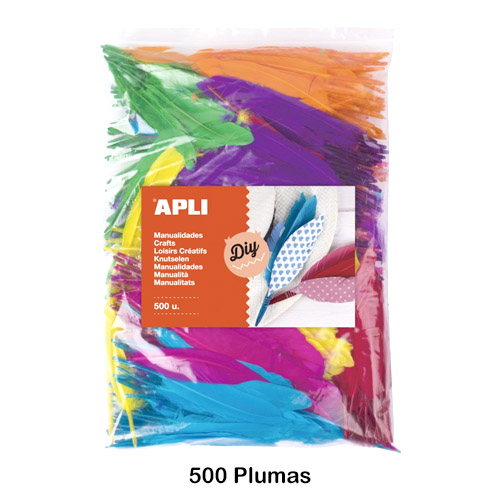 paq. 500 plumas dif. medidas y colores