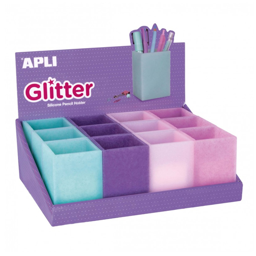 cubilete silicona glitter 4 colores