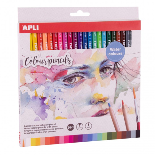 caja 24 lapices acuarelables con pincel