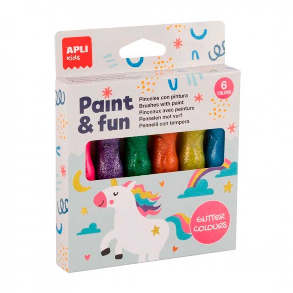 pack 6 temperas c.purpurina 13ml pincel