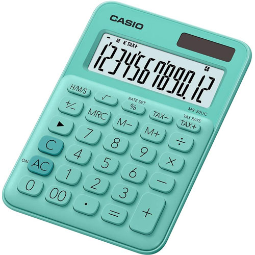 calculadora casio ms20nc 12 dig. verde