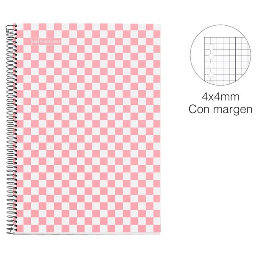 cuaderno esc.fâ§ 80h 4x4 damero rosa