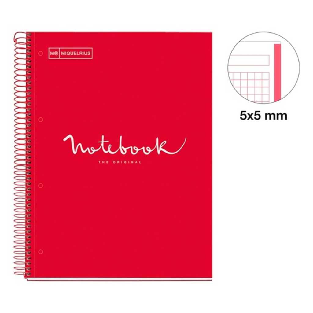 cuaderno notebook 80h 90g a4 emot. rojo