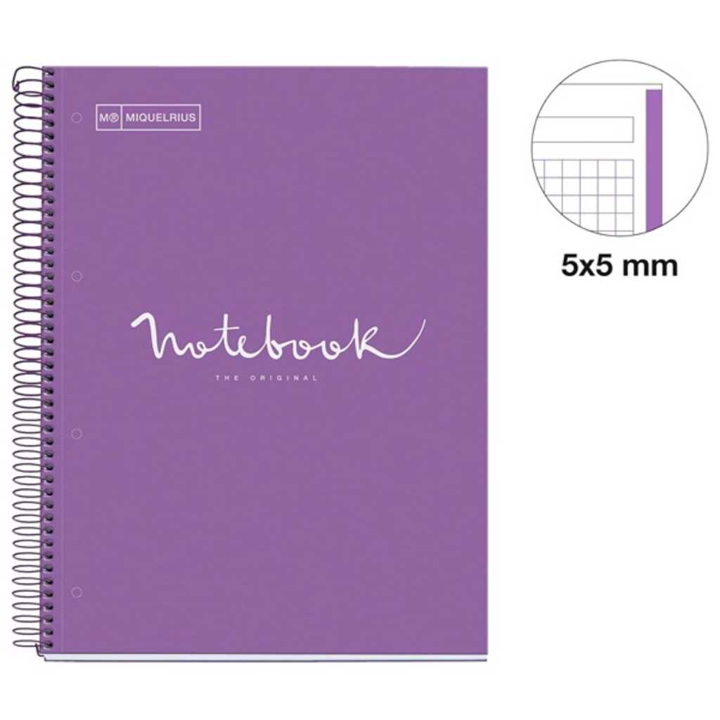 cuaderno notebook 80h 90g a4 emot.purpur
