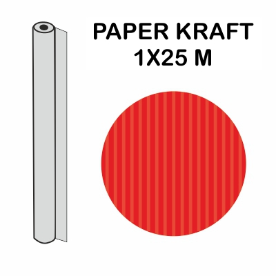 rollo kraft rojo 1x25m 70gr