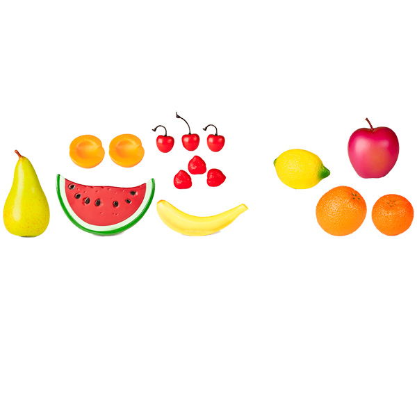 bolsa 15 piezas fruta plastico